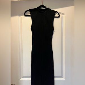 Adam Levine Collection Black Ribbed Midi Dress